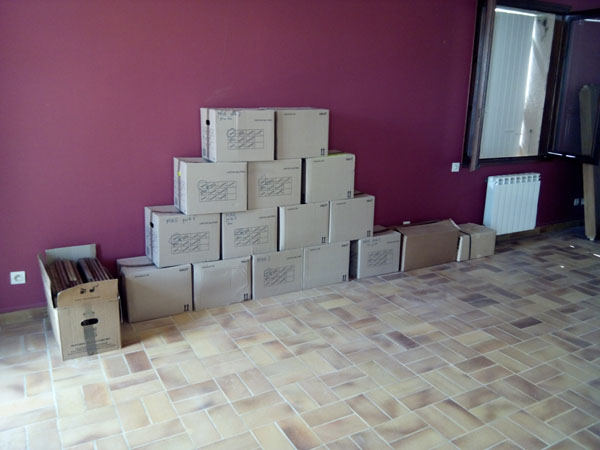 cartons dans salon  1